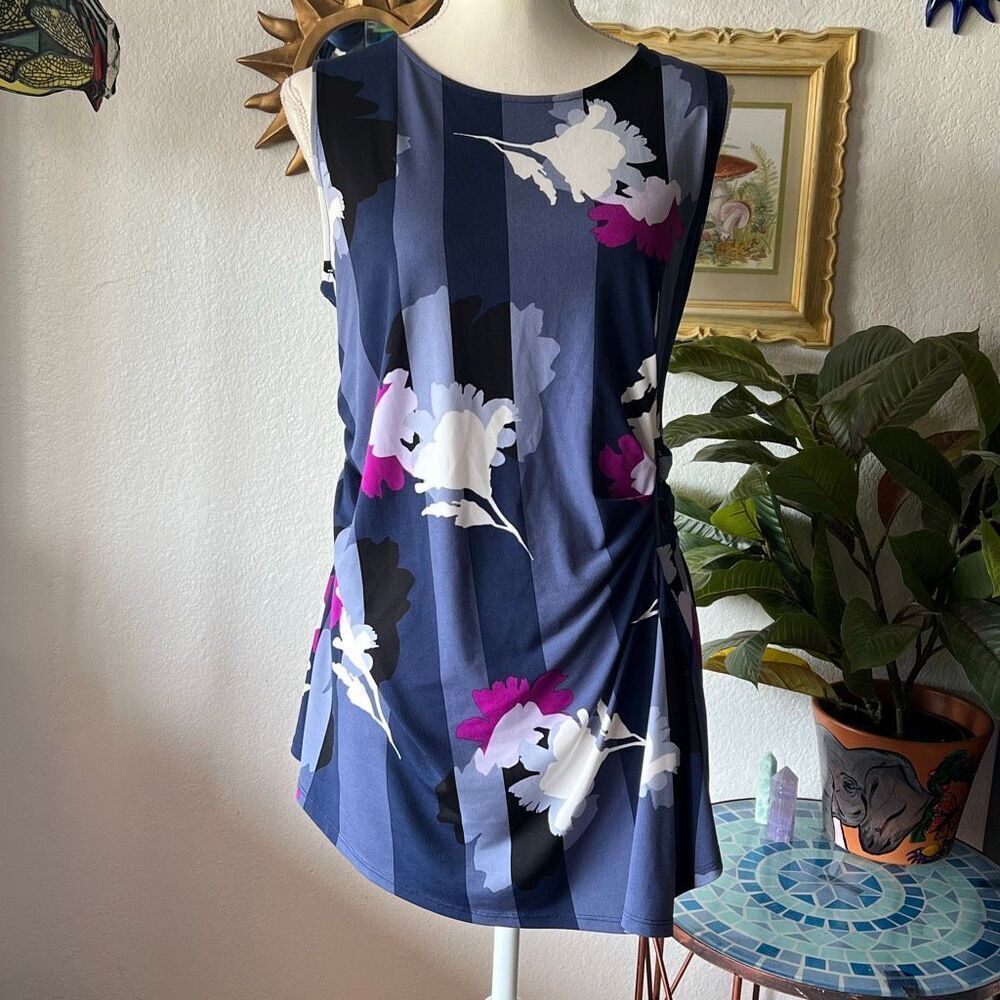 Alfani Size medium Blue & Purple Womens blouse Sleeveless